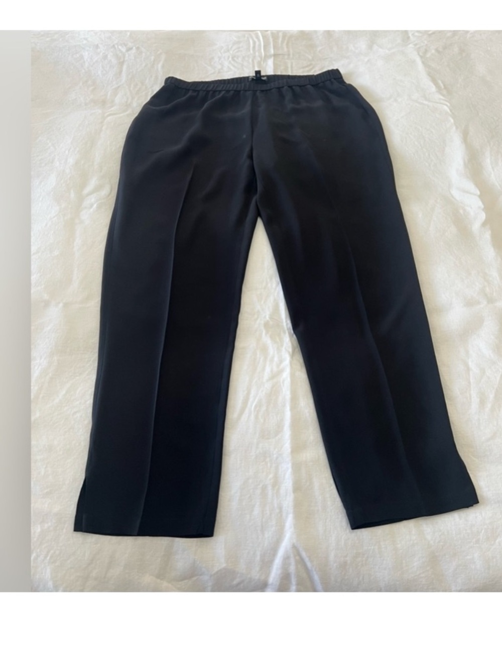 Eileen Fisher Black Silk Wide-Leg Pants Small